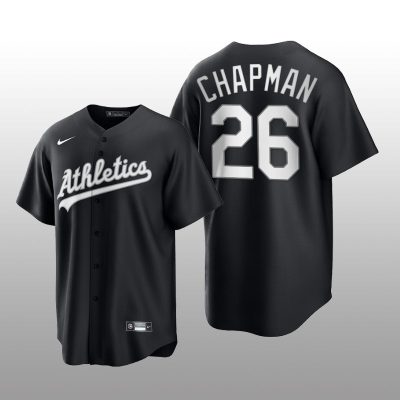 Athletics Matt Chapman All Black Fashion Serise Replica Jersey Black White