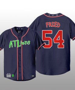 Atlanta Braves 25th Anniversary Max Fried Navy Baseball Jersey