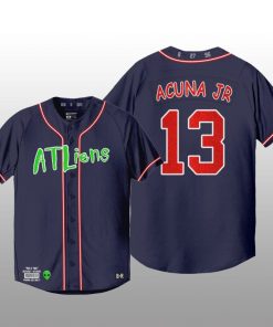 Atlanta Braves 25th Anniversary Ronald Acuna Jr. Navy Baseball Jersey