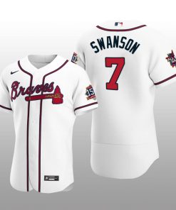 Atlanta Braves Dansby Swanson White 2021 MLB All-Star Game Patch Official Authentic Custom Jersey