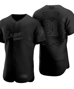 Atlanta Braves Warren Spahn Black Awards Collection Retirement Jersey
