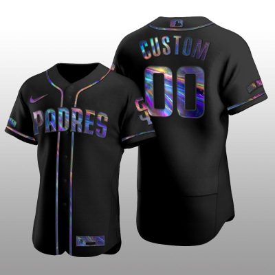 Authentic Custom San Diego Padres Holographic Black Golden Edition Jersey