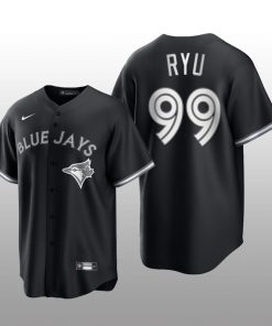 Blue Jays Hyun Jin Ryu 2021 All Black Fashion Serise Replica Black White Jersey