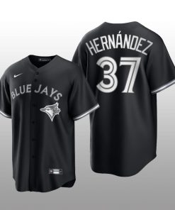 Blue Jays Teoscar Hernandez 2021 All Black Fashion Serise Replica Black White Jersey