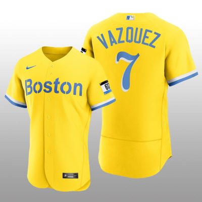 Boston Red Sox Christian Vazquez City Connect Authentic Gold Jersey
