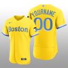 Boston Red Sox Custom 2021 City Connect Authentic Gold Jersey