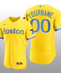 Boston Red Sox Custom 2021 City Connect Authentic Gold Jersey