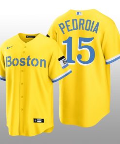 Boston Red Sox Dustin Pedroia 2021 City Connect Replica Nike Gold Jersey