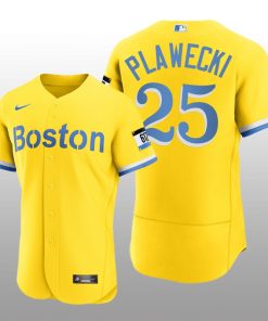 Boston Red Sox Kevin Plawecki 2021 City Connect Authentic Gold Jersey
