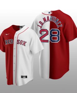 Boston Red Sox Replica J.D. Martinez Red-White Split Jersey