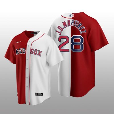 Boston Red Sox Replica J.D. Martinez Red-White Split Jersey