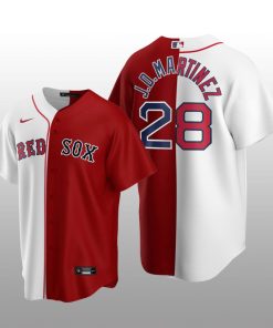 Boston Red Sox Replica J.D. Martinez White-Red Split Jersey