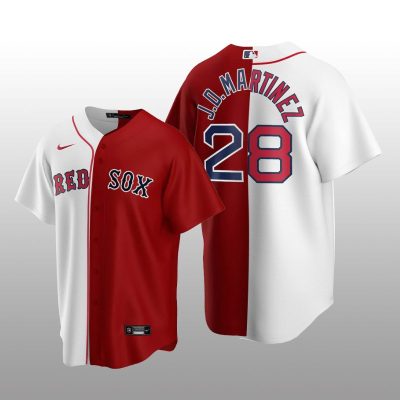 Boston Red Sox Replica J.D. Martinez White-Red Split Jersey