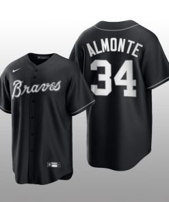 Braves Abraham Almonte 2021 All Black Fashion Serise Replica Black White Jersey