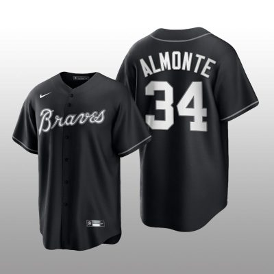 Braves Abraham Almonte All Black Fashion Serise Replica Black White Jersey