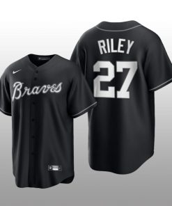 Braves Austin Riley 2021 All Black Fashion Serise Replica Black White Jersey