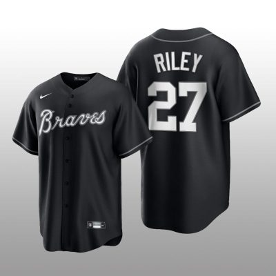 Braves Austin Riley All Black Fashion Serise Replica Black White Jersey