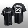 Braves Ehire Adrianza 2021 All Black Fashion Serise Replica Black White Jersey