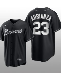 Braves Ehire Adrianza 2021 All Black Fashion Serise Replica Black White Jersey