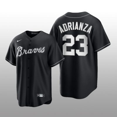 Braves Ehire Adrianza All Black Fashion Serise Replica Black White Jersey