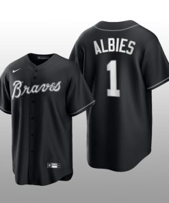Braves Ozzie Albies 2021 All Black Fashion Serise Replica Black White Jersey