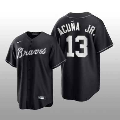 Braves Ronald Acuna Jr. All Black Fashion Serise Replica Black White Jersey