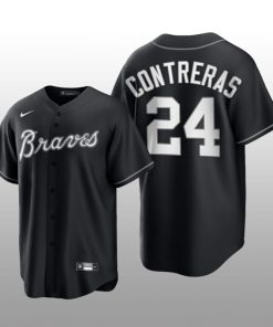 Braves William Contreras 2021 All Black Fashion Serise Replica Black White Jersey