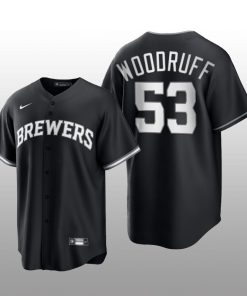 Brewers Brandon Woodruff 2021 All Black Fashion Serise Replica Black White Jersey