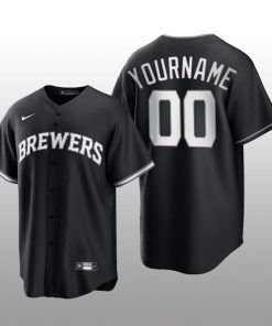 Brewers Custom 2021 All Black Fashion Serise Replica Black White Jersey