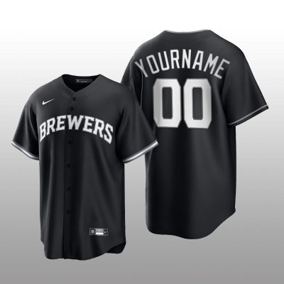 Brewers Custom All Black Fashion Serise Replica Black White Jersey