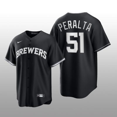 Brewers Freddy Peralta All Black Fashion Serise Replica Black White Jersey