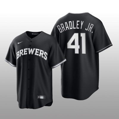 Brewers Jackie Bradley Jr. All Black Fashion Serise Replica Black White Jersey