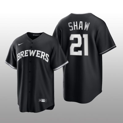 Brewers Travis Shaw All Black Fashion Serise Replica Black White Jersey
