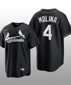 Cardinals Yadier Molina 2021 All Black Fashion Serise Replica Jersey Black White