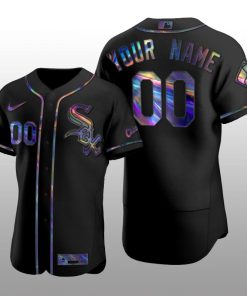 Chicago White Sox Men's Iridescent Logo Holographic Limited Jersey Custom Black Authentic