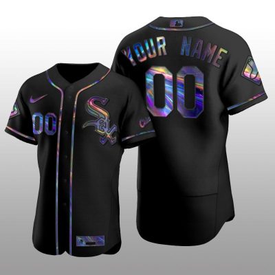 Chicago White Sox Men's Iridescent Logo Holographic Limited Jersey Custom Black Authentic