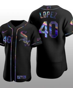 Chicago White Sox Men's Iridescent Logo Holographic Limited Jersey Reynaldo Lopez Black Authentic