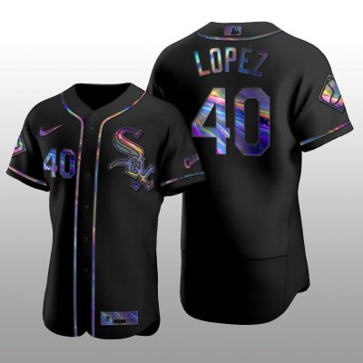 Chicago White Sox Men's Iridescent Logo Holographic Limited Jersey Reynaldo Lopez Black Authentic
