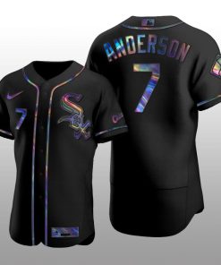 Chicago White Sox Men's Iridescent Logo Holographic Limited Jersey Tim Anderson Black Authentic