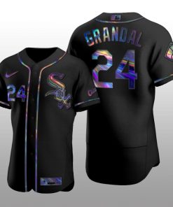 Chicago White Sox Men's Iridescent Logo Holographic Limited Jersey Yasmani Grandal Black Authentic