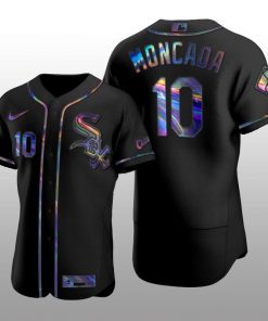 Chicago White Sox Men's Iridescent Logo Holographic Limited Jersey Yoan Moncada Black Authentic