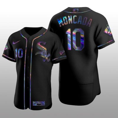 Chicago White Sox Men's Iridescent Logo Holographic Limited Jersey Yoan Moncada Black Authentic
