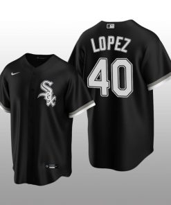 Chicago White Sox Men's Replica Alternate Jersey Reynaldo Lopez Black Nike