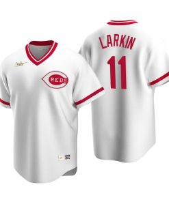 Cincinnati Reds Barry Larkin White Cooperstown Collection Home Jersey