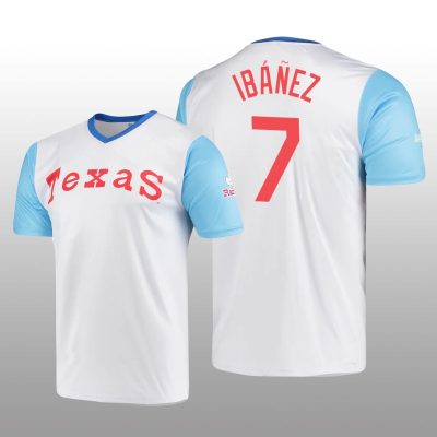 Cooperstown Collection Andy Ibanez Rangers Jersey White Wordmark Stitches Men's