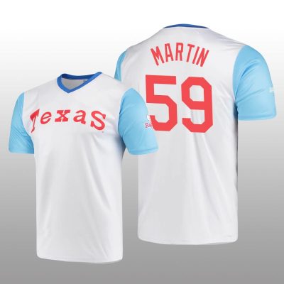 Cooperstown Collection Brett Martin Rangers Jersey White Wordmark Stitches Men's
