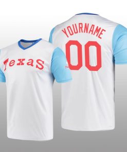 Cooperstown Collection Custom Rangers Jersey White Wordmark Stitches Men's