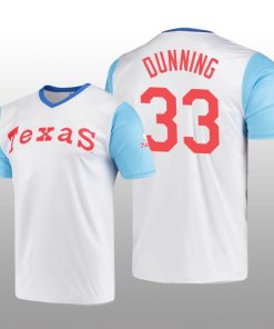 Cooperstown Collection Dane Dunning Rangers Jersey White Wordmark Stitches Men's