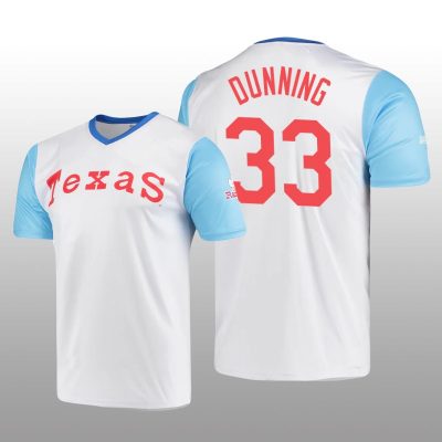 Cooperstown Collection Dane Dunning Rangers Jersey White Wordmark Stitches Men's