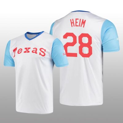Cooperstown Collection Jonah Heim Rangers Jersey White Wordmark Stitches Men's